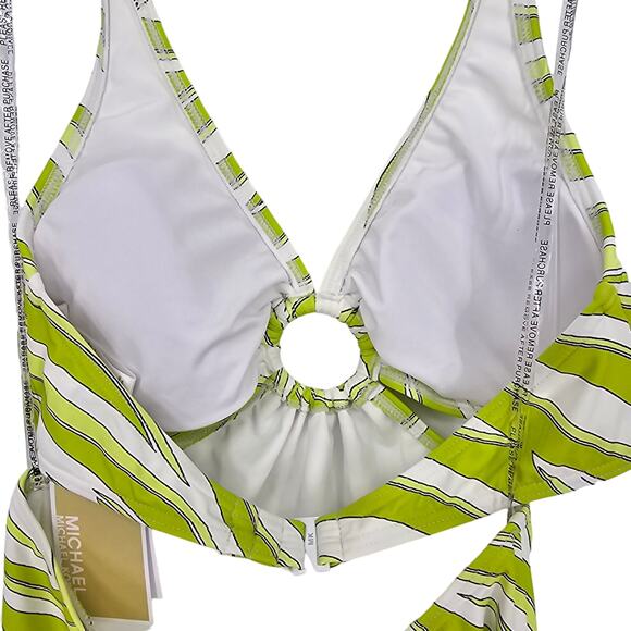 Michael Kors womans size 6 Printed O Ring Cutout One Piece Swimsuit Limeade NEW - Picture 4 of 7